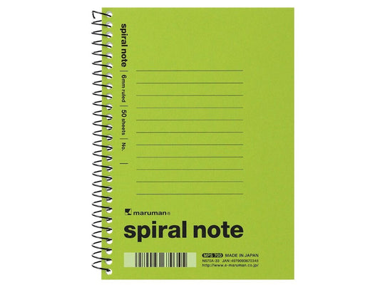 Daiso A6 spiral note 6mm-ruled light green FrontPackage