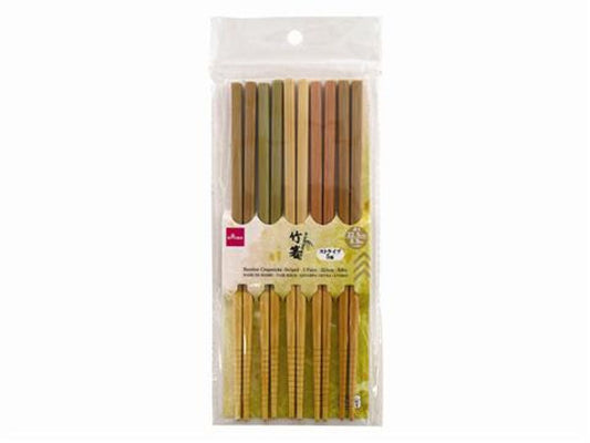 Daiso Bamboo Chopsticks -Striped - 5 Pairs- FrontPackage