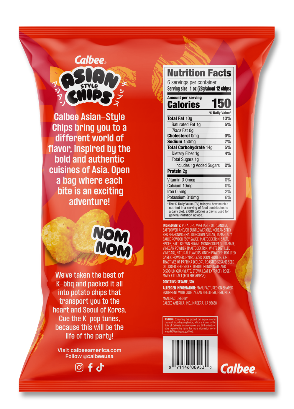 Calbee Asian Style Chips Spicy BBQ Back Package
