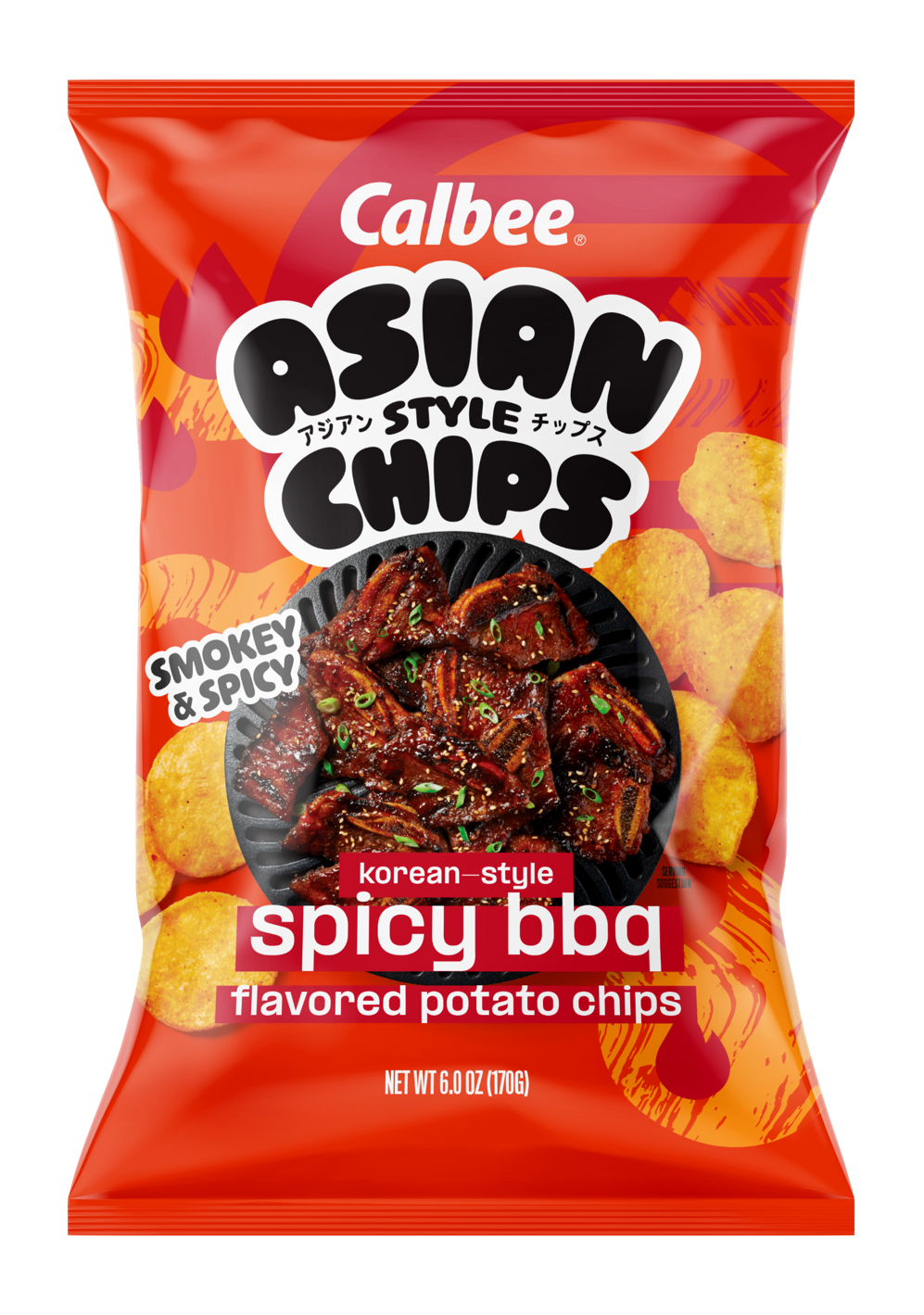 Calbee Asian Style Chips Spicy BBQ Front Package