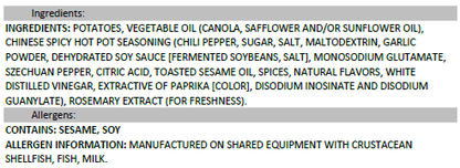 Calbee Asian Style Spicy Hot Pot Ingredients