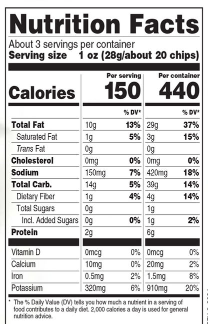 Calbee Potato Chips Seaweed & Salt NutritionFacts