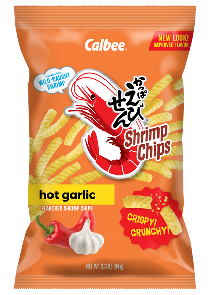 Calbee Shrimp Chips Hot Garlic Front Package