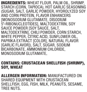 Calbee Shrimp Chips Hot Garlic Ingredients
