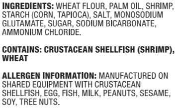 Calbee Shrimp Chips Original Ingredients