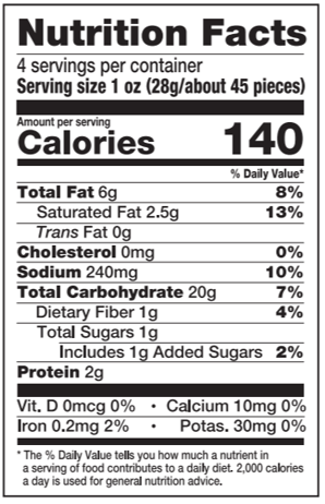Calbee Shrimp Chips Original NutritionFacts