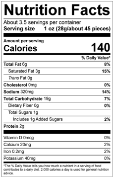 Calbee Shrimp Chips Sriracha Mayo NutritionFacts
