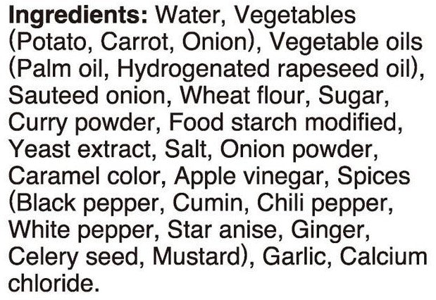 S&B Golden Curry Sauce Extra Hot Ingredients