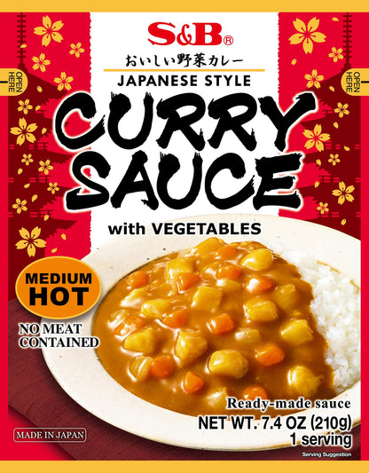 S&B Curry Sauce with Vegetables Medium Hot Front package