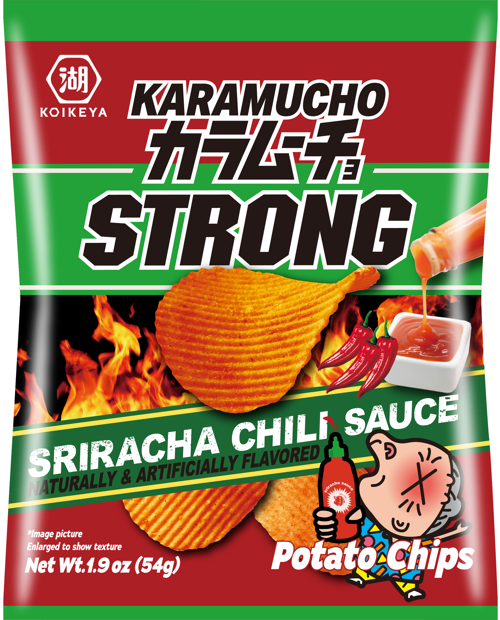 Daiso_KOIKEYA KARAMUCHO STRONG SRIRACHA CHIRI 1.9oz_FrontPackage