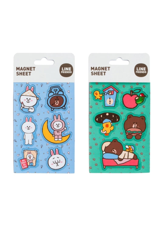 Line Friends - Magnet Sheet - Day Of Friends And Sleepover