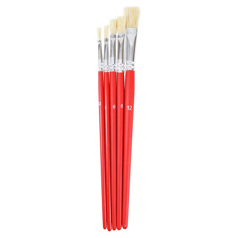 Flat Hog Hair Paintbrush - 5 Pcs.