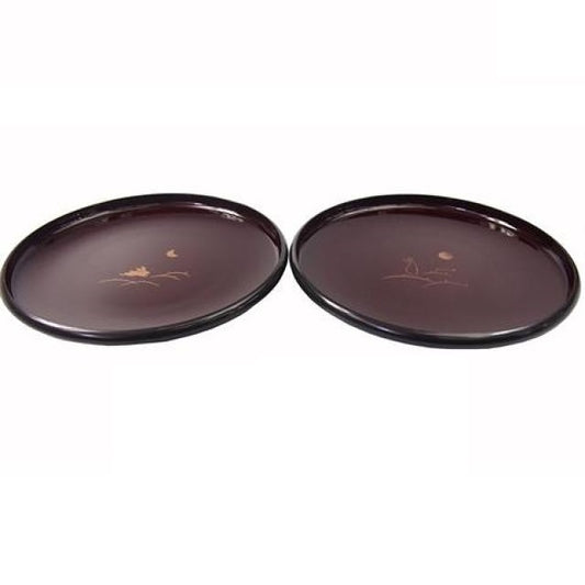 Lacquerware Plate - Rabbit - Brown, d8.5 in