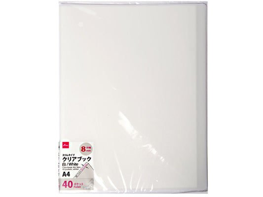 A4 Clear Book - Thin - 40 Pockets - White