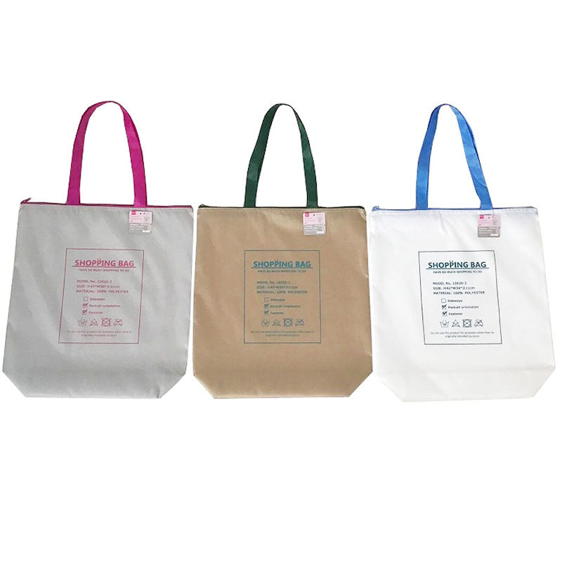 Shopping Bag With Zipper - English Letters Vertical -