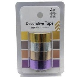 Masking Tapes Decoration Tapes Decorative Tape A - Metallic - 15mm X 3M - 0.6In X 3.3Yd - 4 Pcs.