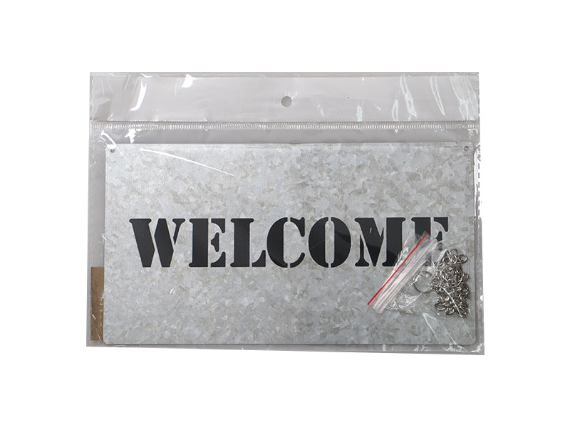 Steel Welcome Plate - Silver Color - 7.87In X 8.26In - 20cm X 21cm -