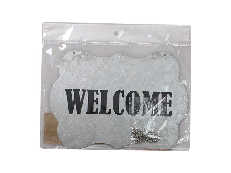 Steel Welcome Plate - Silver Color - 7. 08In X 8.26In - 18cm X 21cm -