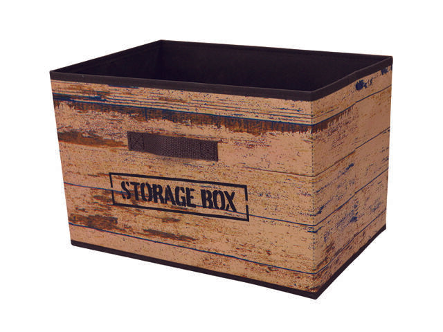 Collapsible Storage Box - Wood Design, 9.84 x 14.96 x h9.84 in