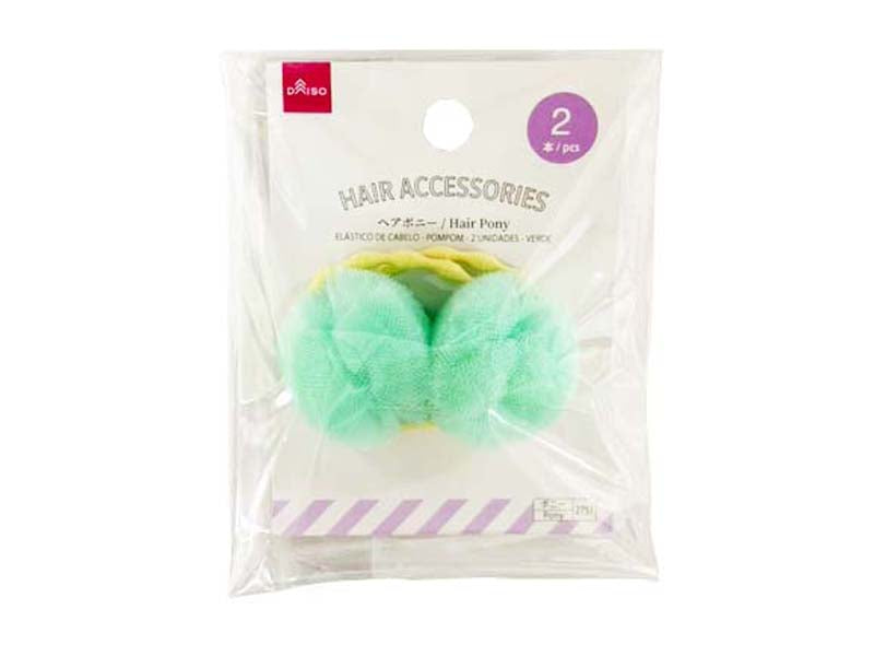 Hair Pony - Pompom - 2Pcs - Green