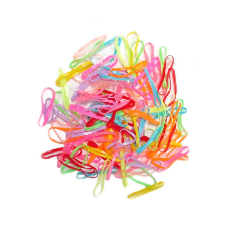 Hair Rubber Band M - Multicolor - 100 pcs, d1.2 in