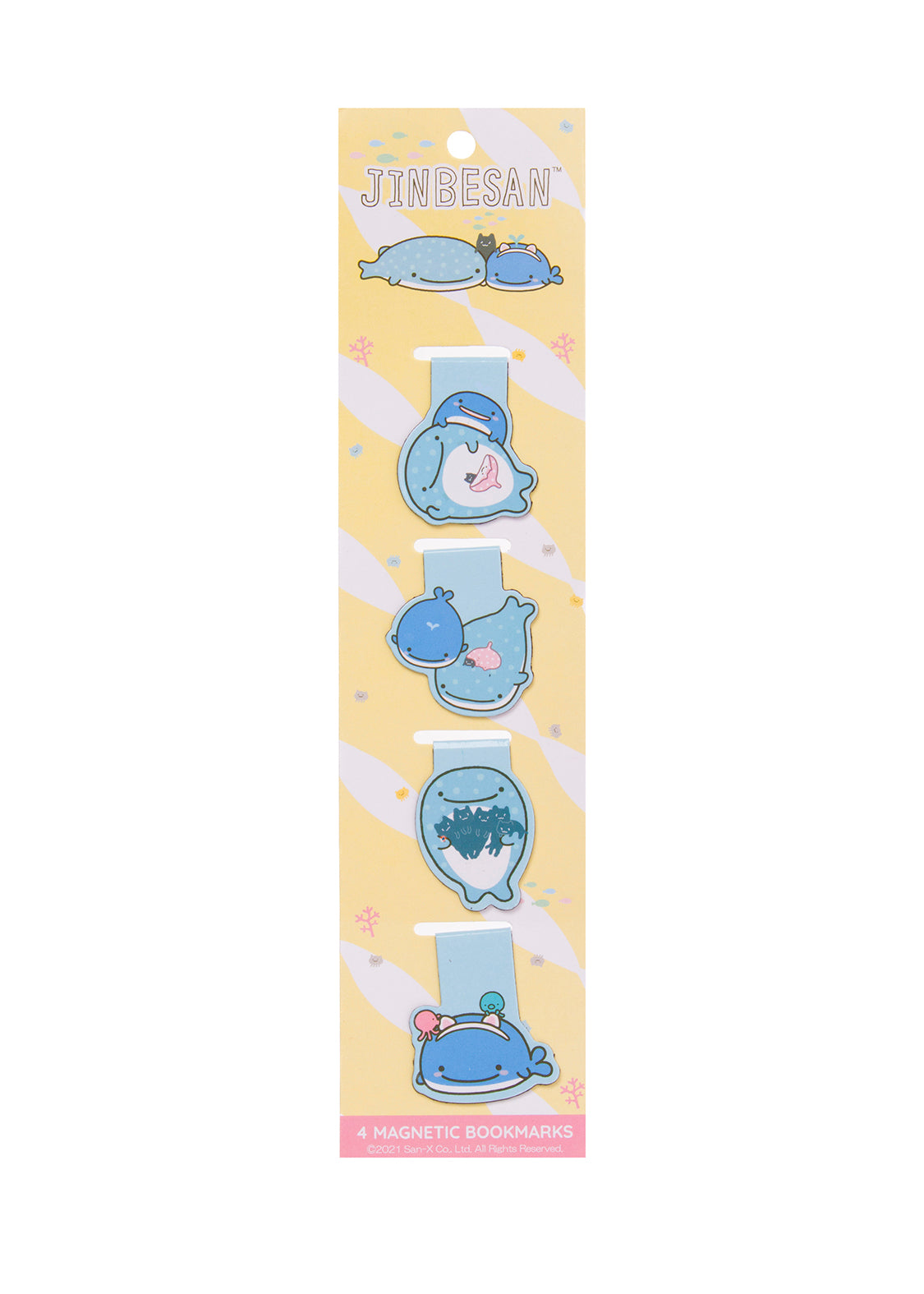 Jinbesan Bookmarks Swinging Nekonbu Yellow DAISO
