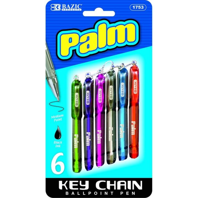Bazic Palm Mini Ballpoint Pen W Key Ring 6Pack